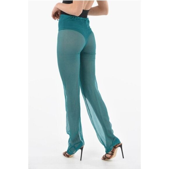 Dries Van Noten Silk Pacha Trousers Size 40 US 8 Womens Green Pants $595 - Picture 2 of 13